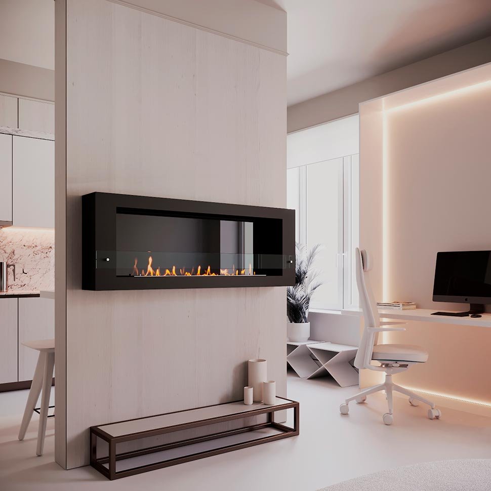 Биокамин SteelHeat WALL  LONG 1500 черный, стекло по цене 62 160 руб.